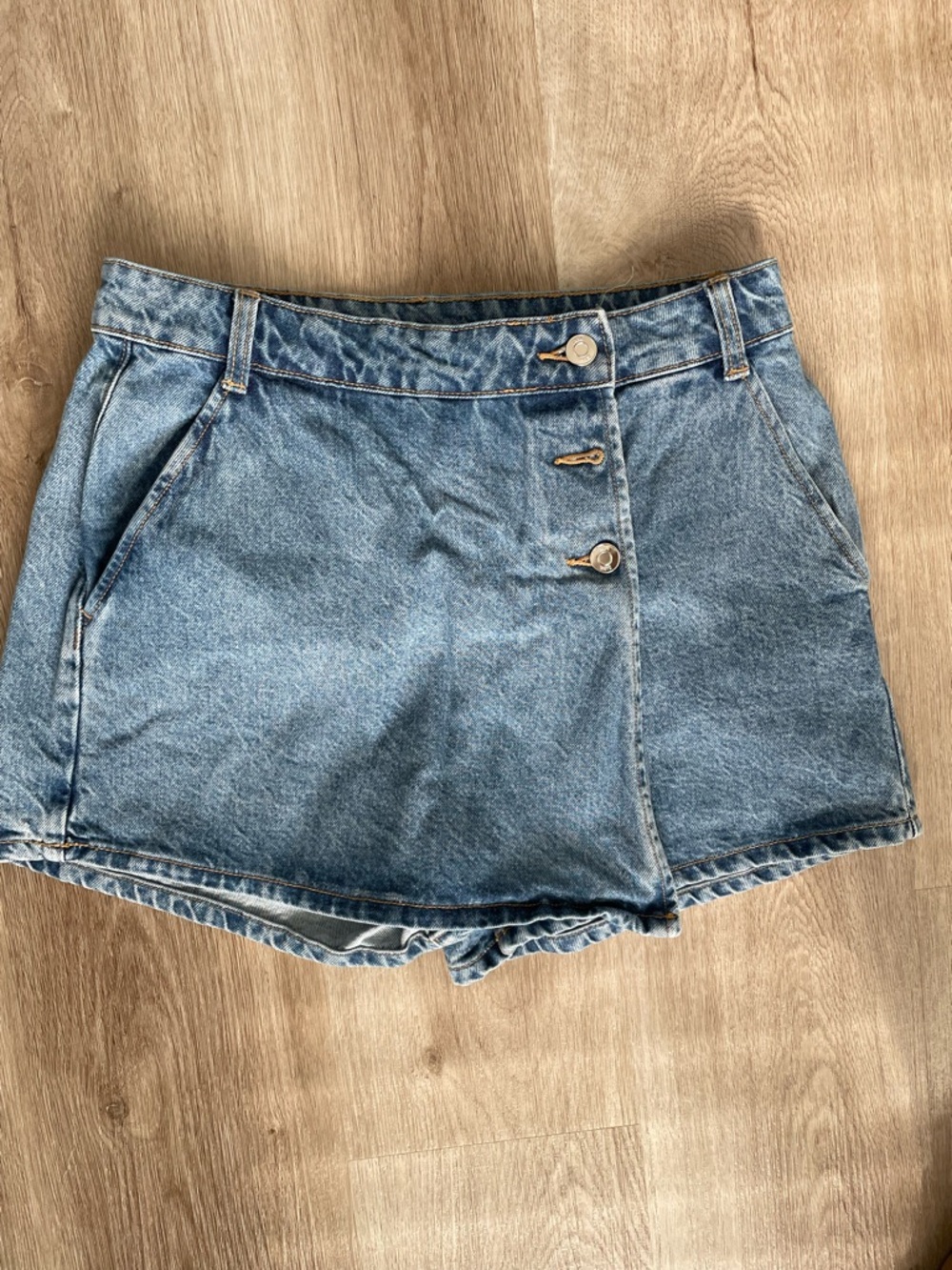 Zara Light Blue High-Waist Denim Shorts